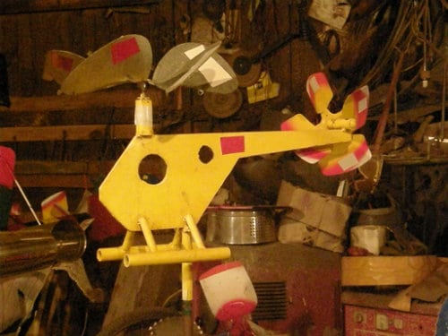 Vollis Simpson helicopter-whirligig Whirlygig artist Vollis Simpson's helicopter at Big Mill B&B near Greenville, NC