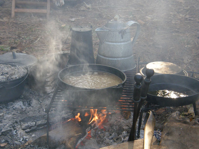 Camp fire at the reenactment at Fort Branch