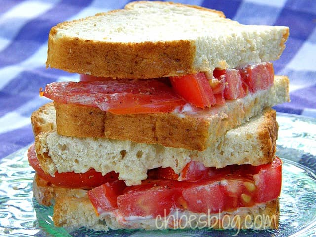 Tomato Sandwich from the farm at Big Mill B&B | www.chloesblog.bigmill.com/farmhouse-tomato-sandwich-the-mayonnaise-debate/