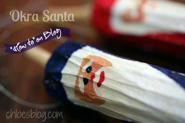 DIY Christmas Okra Santa photo from innkeeper at Big Mill B and B | https://chloesblog.bigmill.com/okra-santa-ornaments-from-the-garden-at-big-mill/