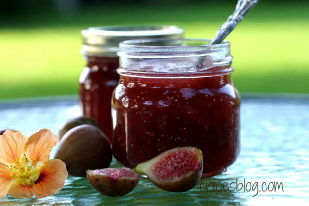 Easy, homemade Fig Jam recipe with fresh figs from the farm (or your local Farmer's Market) is a favorite of guests at Big Mill Bed and Breakfast, near Greenville, NC. Uses less sugar and is Southern comfort food in a jar! | @bigmill | www.chloesblog.bigmill.com/homemade-fig-jam-recipe-has-less-sugar