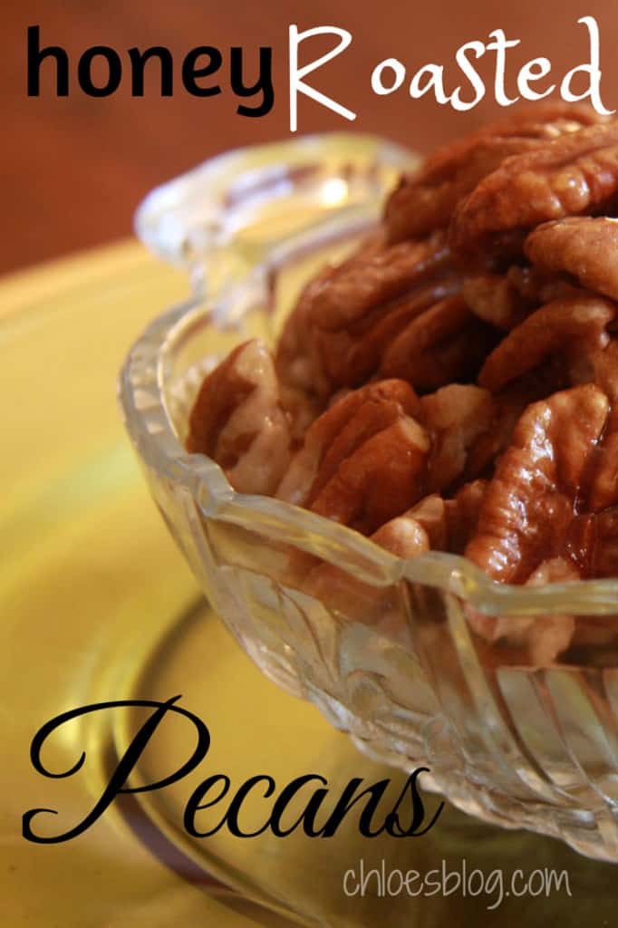 honey-roasted-pecans-recipe is the perfect holiday appetizer | https://chloesblog.bigmill.com/honey-roasted-pecan-holiday-recipe/