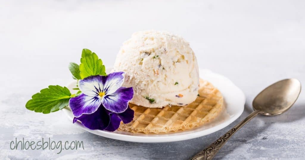 photo of ice cream and edible flower from Chloe Tuttle