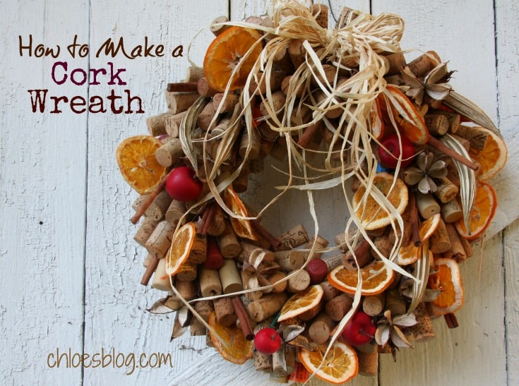 What a gorgeous holiday decoration! Learn how to make this stunning cork wreath. Complete instructions on chloesblog.bigmill.com