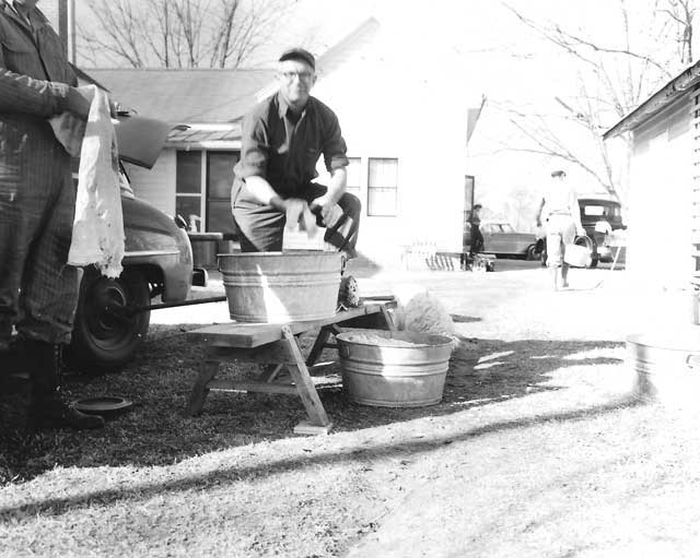 Sausage making at Big Mill in 1950